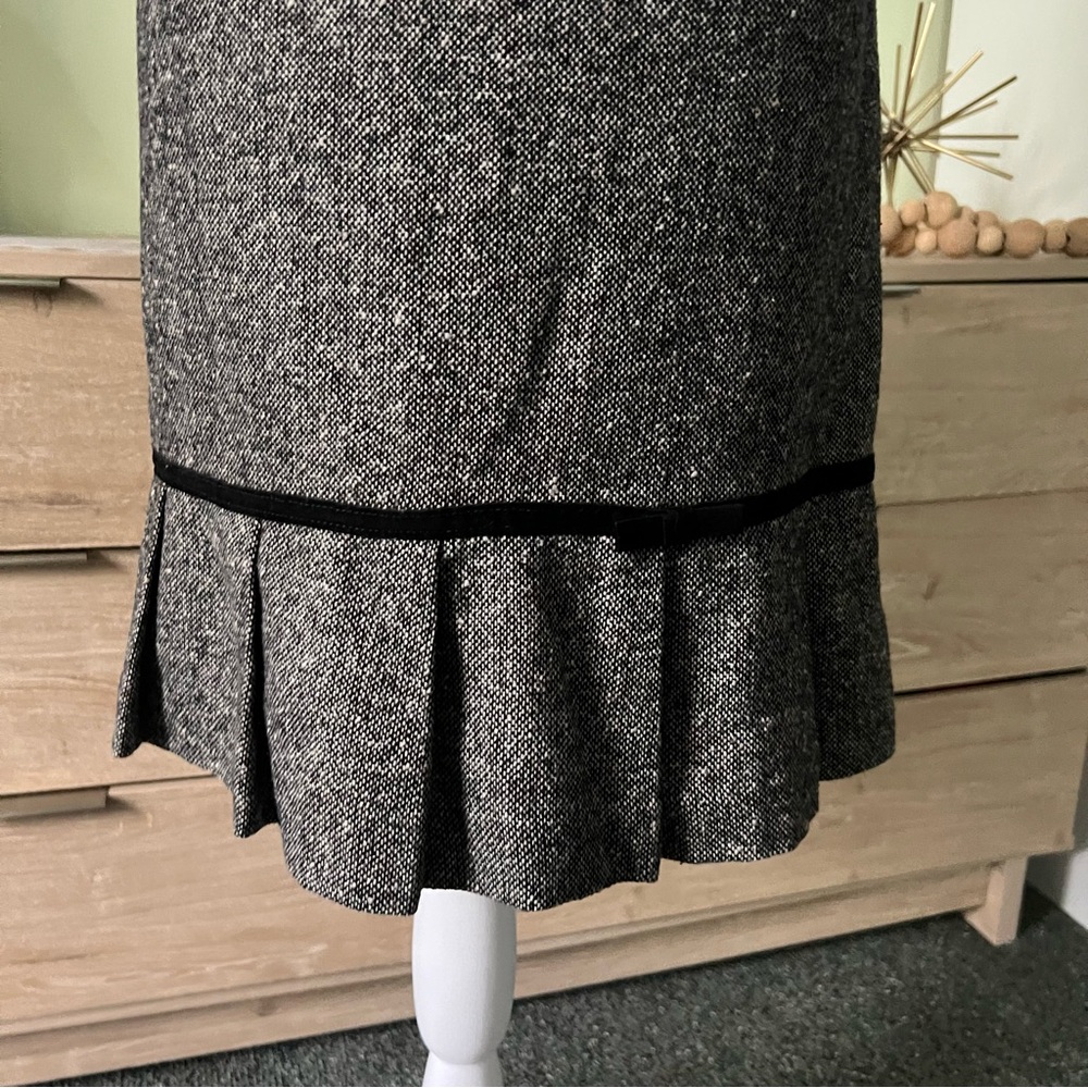 DRESS BARN Black Bow & Grey Vintage Wool Blend Midi Mini Pencil Formal Skirt 10 - Picture 8 of 16
